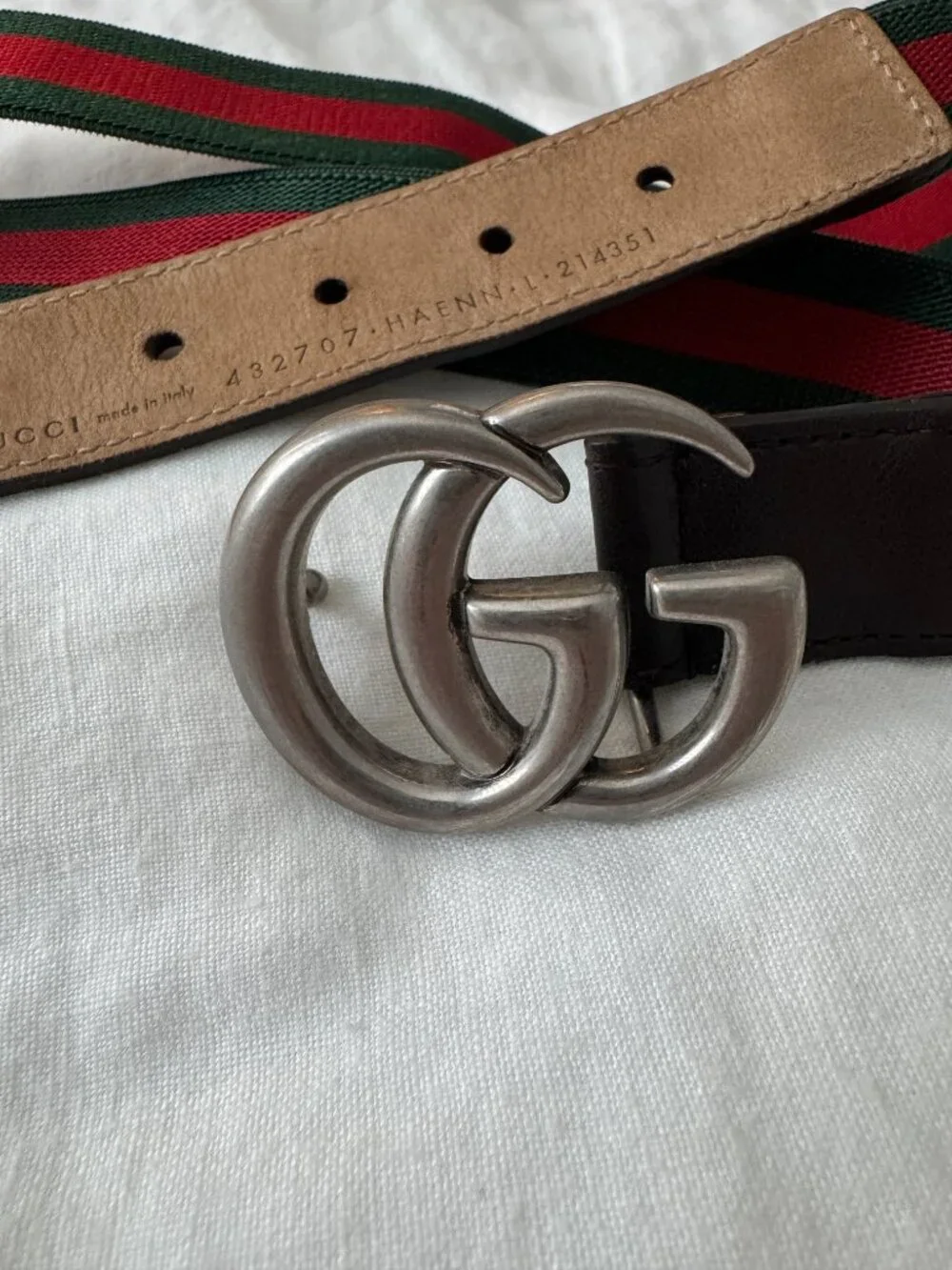 Authentic Gucci Children’s Youth Large L Web Elastic Double G Belt 432707